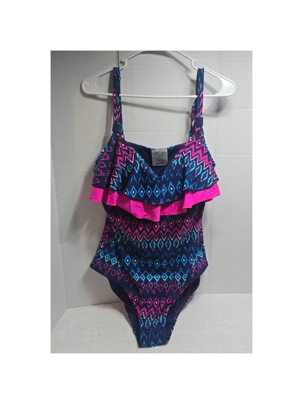 Women's Kian.D Navy & Pink Ikat Print One Piece Swimsuit 3X